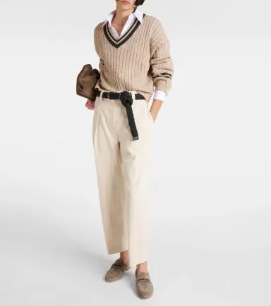 Brunello Cucinelli Gabardine high-rise straight pants | Thumbnail 3