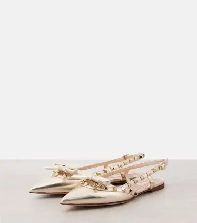 Valentino Garavani Rockstud metallic leather slingback flats | Thumbnail 4 Valentino Garavani Rockstud metallic leather slingback flats | Thumbnail 4