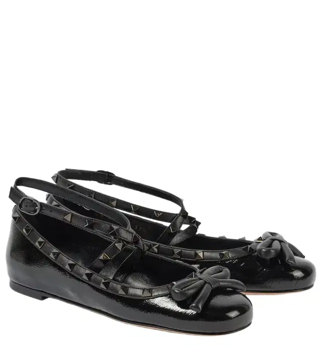 Valentino Garavani Rockstud patent leather ballet flats