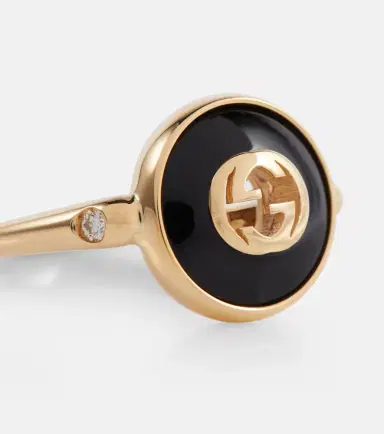 Gucci Interlocking G 18kt gold ring with onyx and white diamonds | Thumbnail 2
