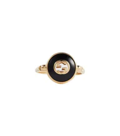 Gucci Interlocking G 18kt gold ring with onyx and white diamonds | Thumbnail 1