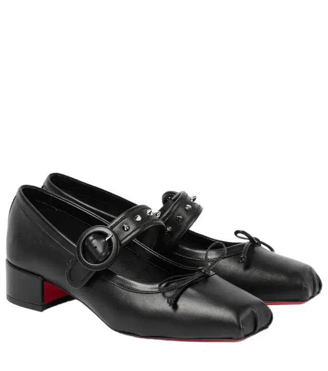 Christian Louboutin Mamastrapita Spikes leather Mary Jane flats