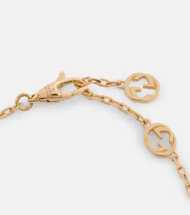 Gucci Interlocking G 18kt gold necklace with onyx and diamond | Thumbnail 2