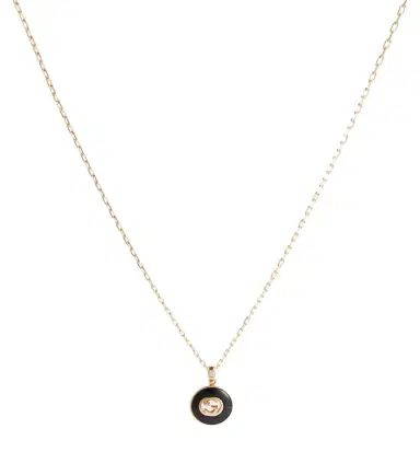 Gucci Interlocking G 18kt gold necklace with onyx and diamond | Thumbnail 1