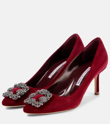 Manolo Blahnik Hangisi 70 embellished velvet pumps | Thumbnail 4