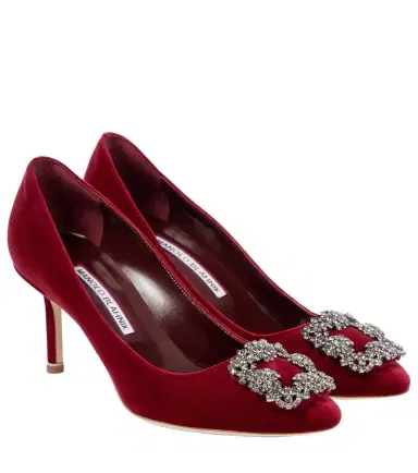 Manolo Blahnik Hangisi 70 embellished velvet pumps | Thumbnail 1