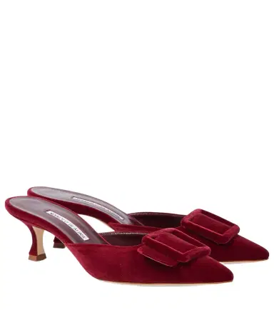 Manolo Blahnik Maysale 50 velvet mules | Thumbnail 1 Manolo Blahnik Maysale 50 velvet mules | Thumbnail 1