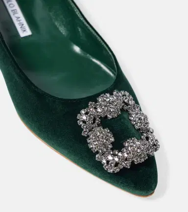 Manolo Blahnik Hangisi embellished velvet ballet flats | Thumbnail 2