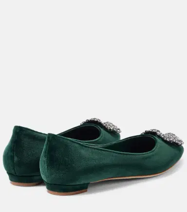 Manolo Blahnik Hangisi embellished velvet ballet flats | Thumbnail 3