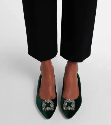 Manolo Blahnik Hangisi embellished velvet ballet flats | Thumbnail 5