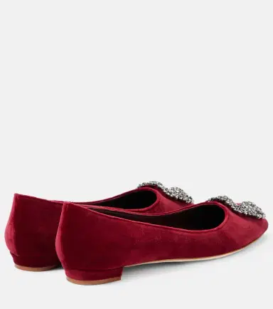 Manolo Blahnik Hangisi embellished velvet ballet flats | Thumbnail 3