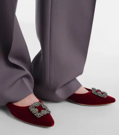 Manolo Blahnik Hangisi embellished velvet ballet flats | Thumbnail 6