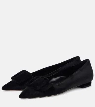 Manolo Blahnik Maysalepumpflat velvet ballet flats | Thumbnail 3