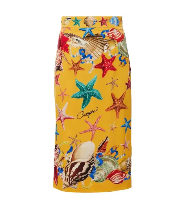 Dolce & Gabbana Capri printed silk-blend midi skirt