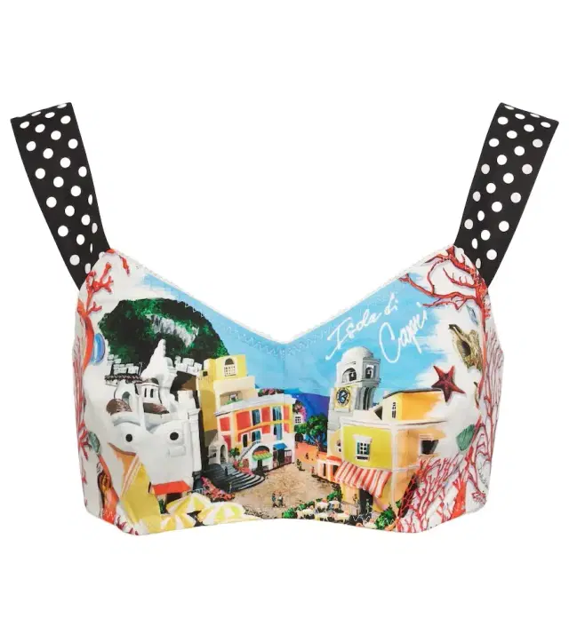 Dolce & Gabbana Capri polka-dot printed cotton bra top