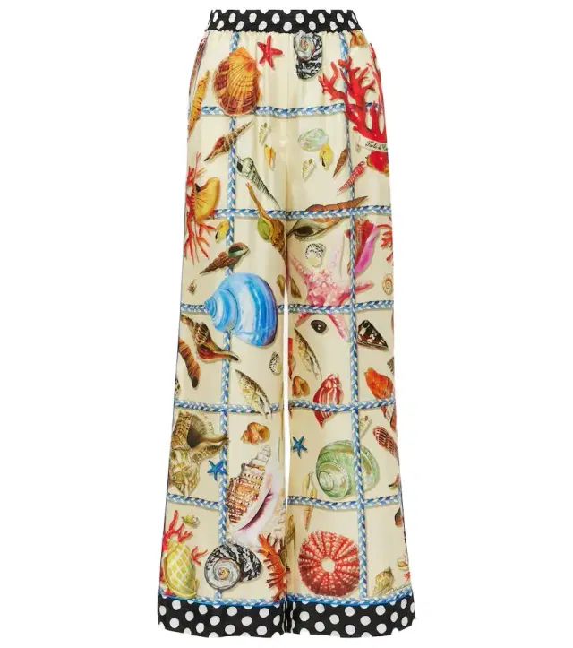 Dolce & Gabbana Capri printed silk satin palazzo pants