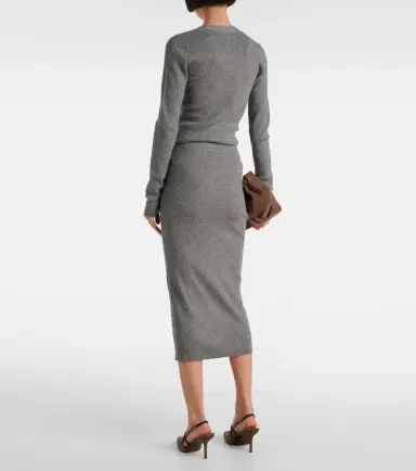 Brunello Cucinelli Ribbed-knit midi skirt | Thumbnail 3