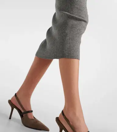 Brunello Cucinelli Ribbed-knit midi skirt | Thumbnail 4
