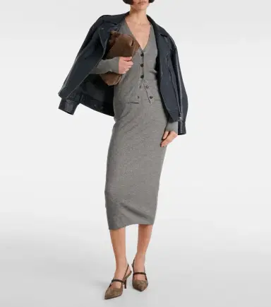 Brunello Cucinelli Ribbed-knit midi skirt | Thumbnail 5