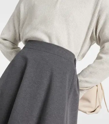 Brunello Cucinelli Cotton-blend midi skirt | Thumbnail 4