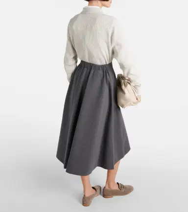 Brunello Cucinelli Cotton-blend midi skirt | Thumbnail 5