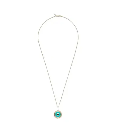 Sydney Evan Large Evil Eye 14kt gold chain necklace with diamonds and turquoise | Thumbnail 1 Sydney Evan Large Evil Eye 14kt gold chain necklace with diamonds and turquoise | Thumbnail 1