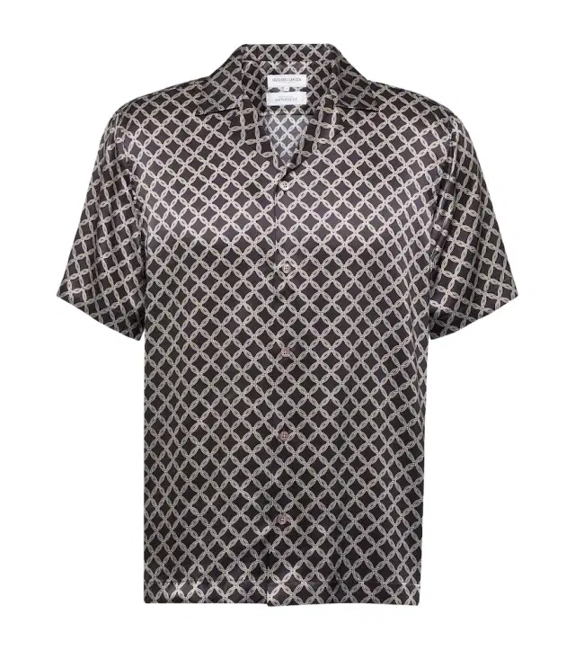 Frescobol Carioca Roberto printed silk bowling shirt