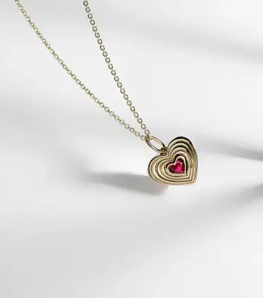 Sydney Evan Fluted Heart 14kt gold chain necklace with ruby | Thumbnail 6