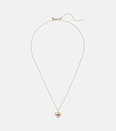 Sydney Evan Fluted Heart 14kt gold chain necklace with ruby | Thumbnail 1