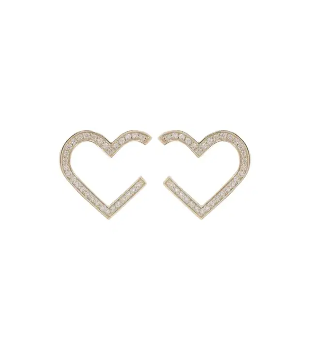 Sydney Evan Heart 14kt gold hoop earrings with diamonds