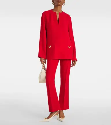 Valentino Cady Couture silk straight pants | Thumbnail 2