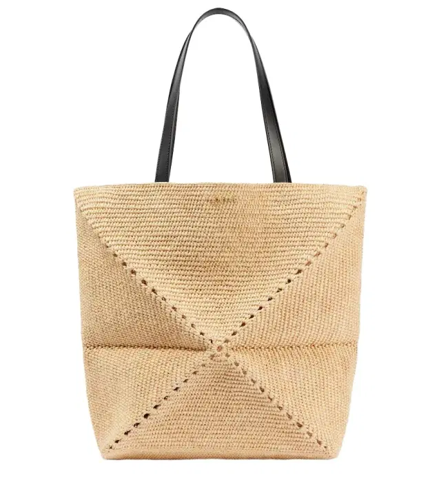 Paula's Ibiza Puzzle Fold XL raffia tote bag
