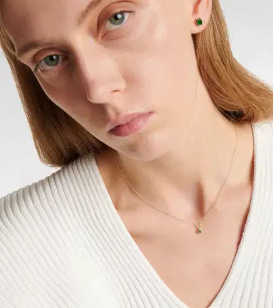 STONE AND STRAND Tiny Emerald Goddess 14kt gold choker with emeralds and diamonds | Thumbnail 2