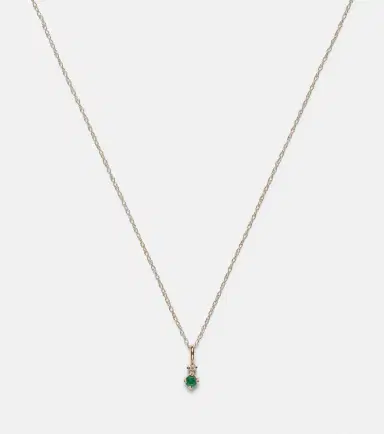 STONE AND STRAND Tiny Emerald Goddess 14kt gold choker with emeralds and diamonds | Thumbnail 6