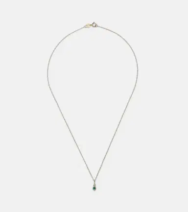 STONE AND STRAND Tiny Emerald Goddess 14kt gold choker with emeralds and diamonds | Thumbnail 1