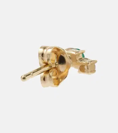 Stone and Strand Dainty Emerald Goddess 14kt gold stud earrings with emeralds and diamonds | Thumbnail 2 Stone and Strand Dainty Emerald Goddess 14kt gold stud earrings with emeralds and diamonds | Thumbnail 2