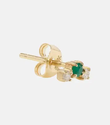 Stone and Strand Dainty Emerald Goddess 14kt gold stud earrings with emeralds and diamonds | Thumbnail 3 Stone and Strand Dainty Emerald Goddess 14kt gold stud earrings with emeralds and diamonds | Thumbnail 3