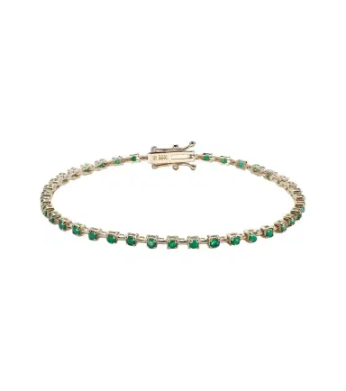STONE AND STRAND Emerald Ace 14kt gold tennis bracelet with emeralds | Thumbnail 1 STONE AND STRAND Emerald Ace 14kt gold tennis bracelet with emeralds | Thumbnail 1