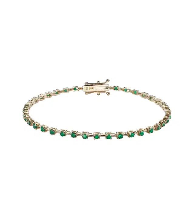 Stone and Strand Emerald Ace 14kt gold tennis bracelet with emeralds