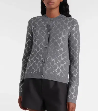 Gucci GG embellished wool jacquard cardigan | Thumbnail 4