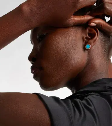 Repossi Antifer 18kt rose gold single earring with turquoise and diamonds | Thumbnail 3 Repossi Antifer 18kt rose gold single earring with turquoise and diamonds | Thumbnail 3