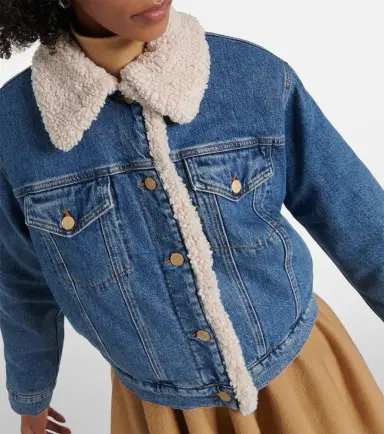 7 For All Mankind Teddy-trimmed denim jacket | Thumbnail 3