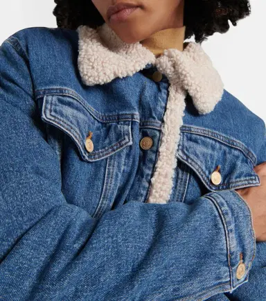 7 For All Mankind Teddy-trimmed denim jacket | Thumbnail 5