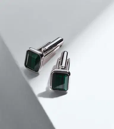 Mateo Sterling silver cufflinks with malachites | Thumbnail 3
