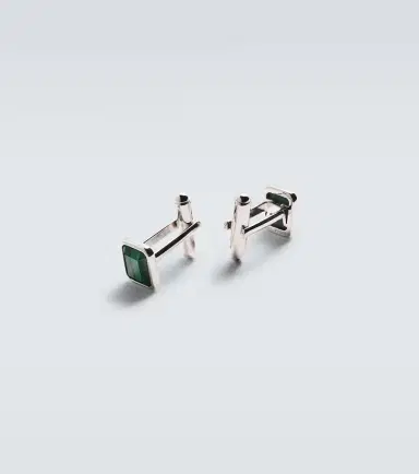 Mateo Sterling silver cufflinks with malachites | Thumbnail 4