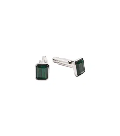 Mateo Sterling silver cufflinks with malachites | Thumbnail 1