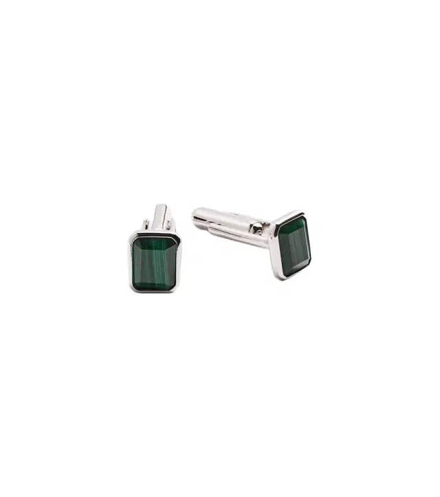 Sterling silver cufflinks with malachites