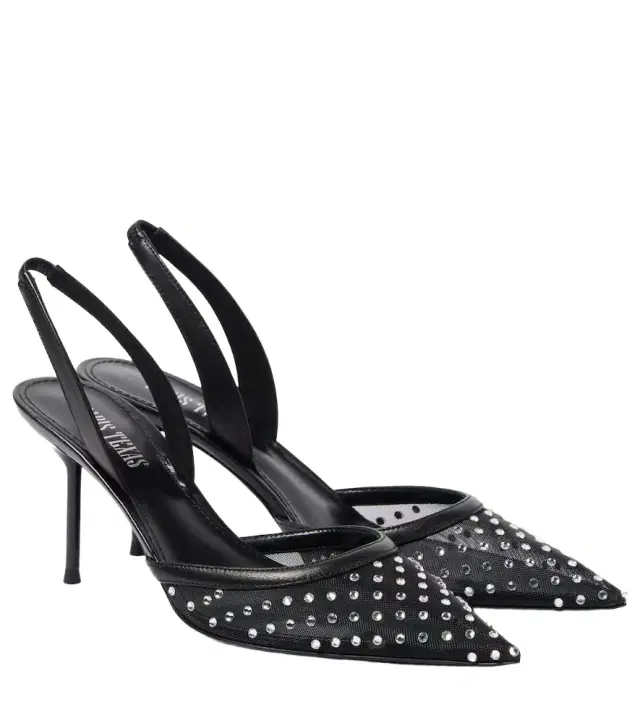 Paris Texas Lidia 70 embellished mesh slingback pumps