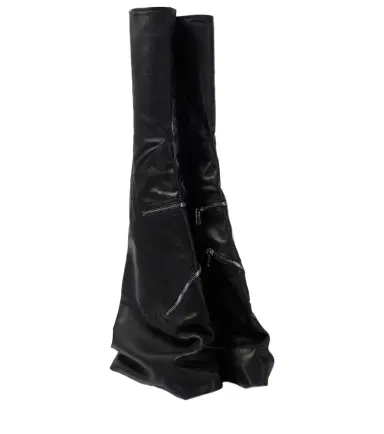 Rick Owens Cargoflares leather knee-high boots | Thumbnail 1