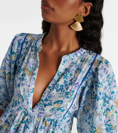 Poupette St Barth Aria floral gathered cotton minidress | Thumbnail 2